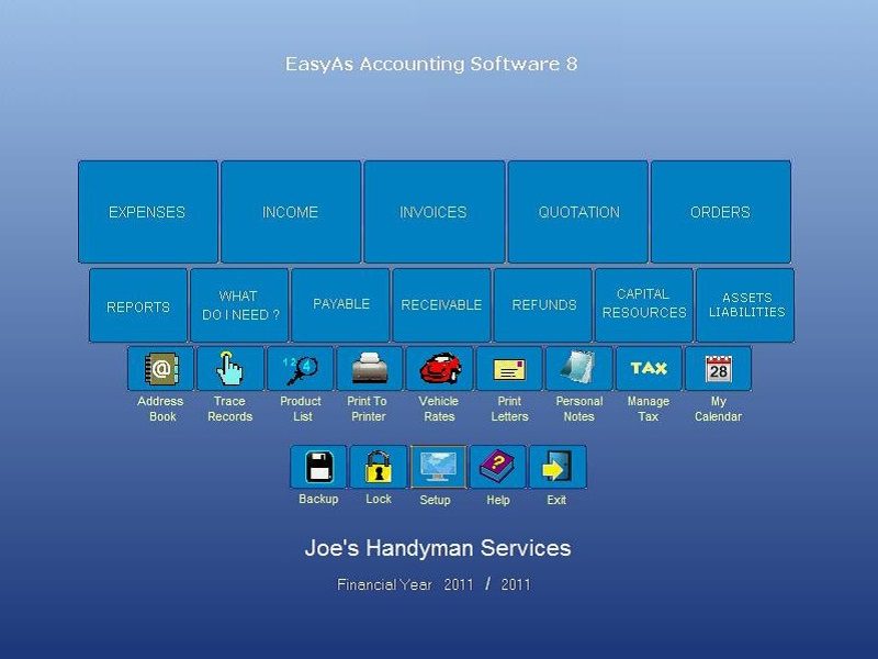 EasyAs Accounting Software screen shot